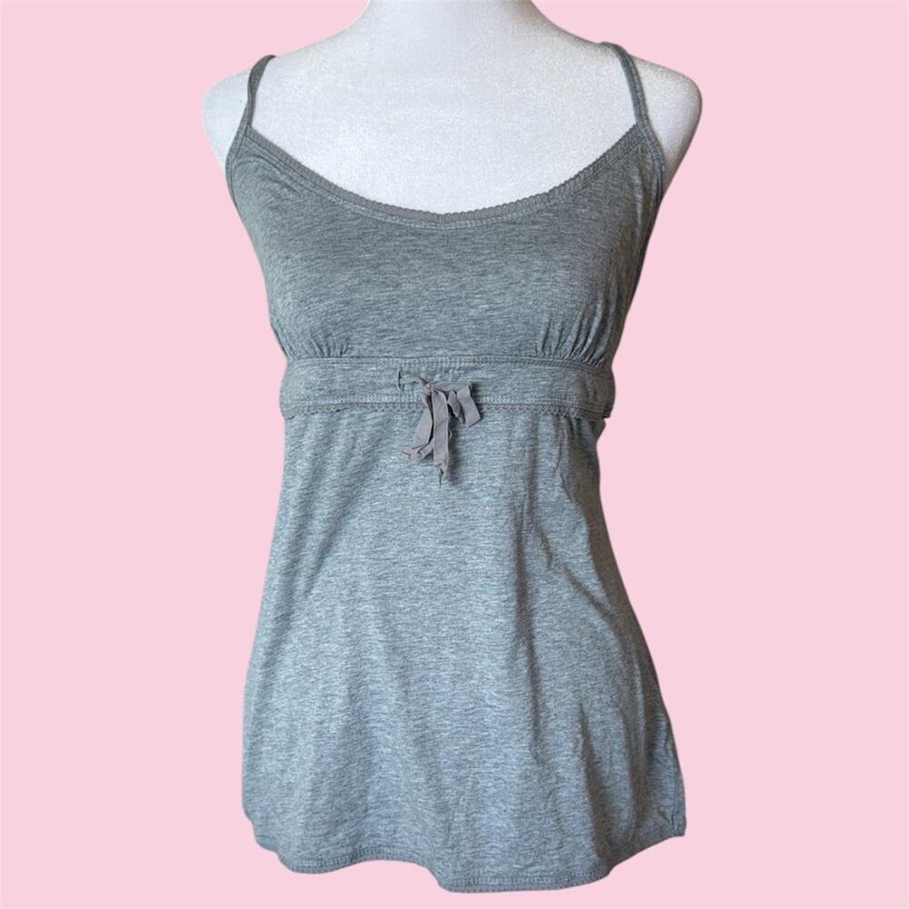 Gray European babydoll tank top with bow detail